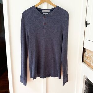 WALLACE & BARNES navy waffle knit Henley